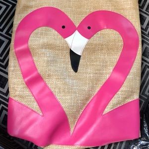 Transversion Pink Flamingo Wicker vinyl tote